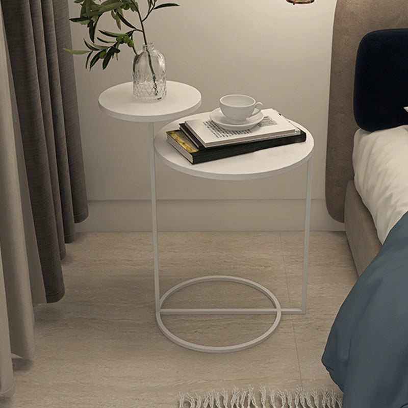 Mid-Century Modern Iron 2-Tier Side Table in Black and White