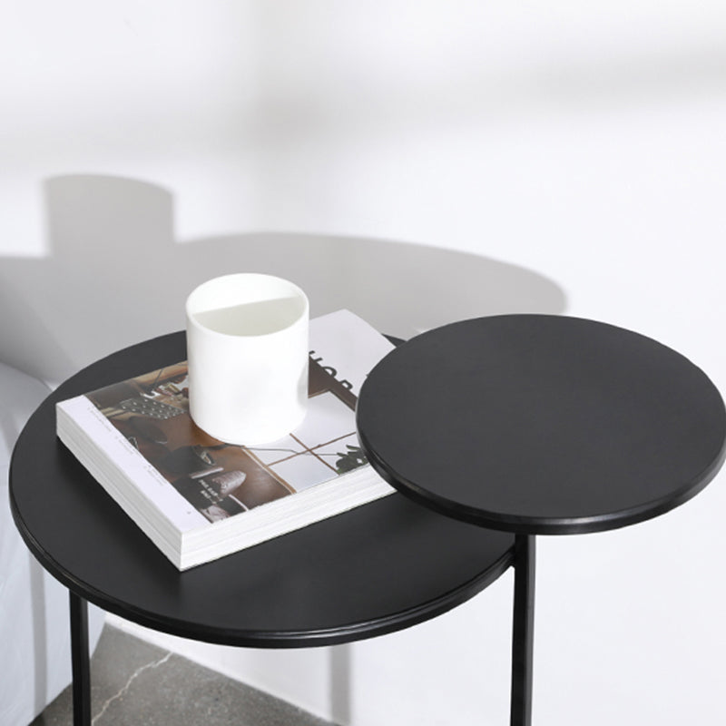 Mid-Century Modern Iron 2-Tier Side Table in Black and White
