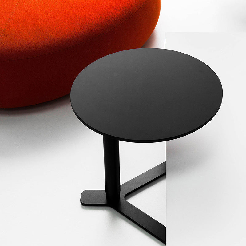 Mid-Century Metallic Pedestal End Table Round Side End Table