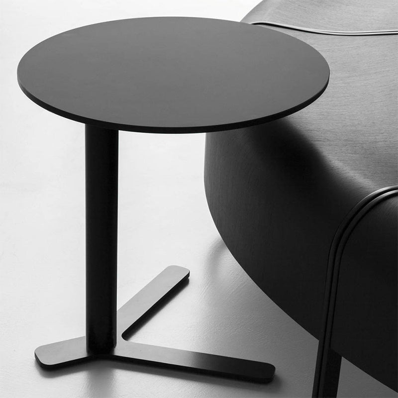 Mid-Century Metallic Pedestal End Table Round Side End Table