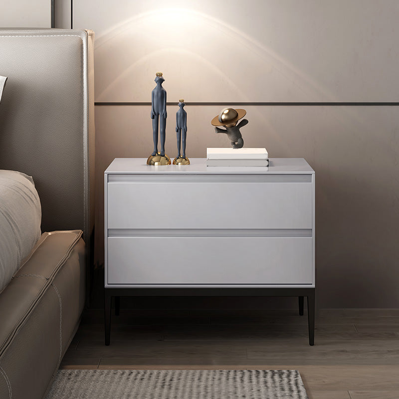 Wood 2-drawer Nightstand 20" Tall Accent Table Nightstand with 4 Legs