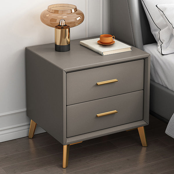 2-Drawer Accent Night Table 19" Tall Nightstand with Iron Legs