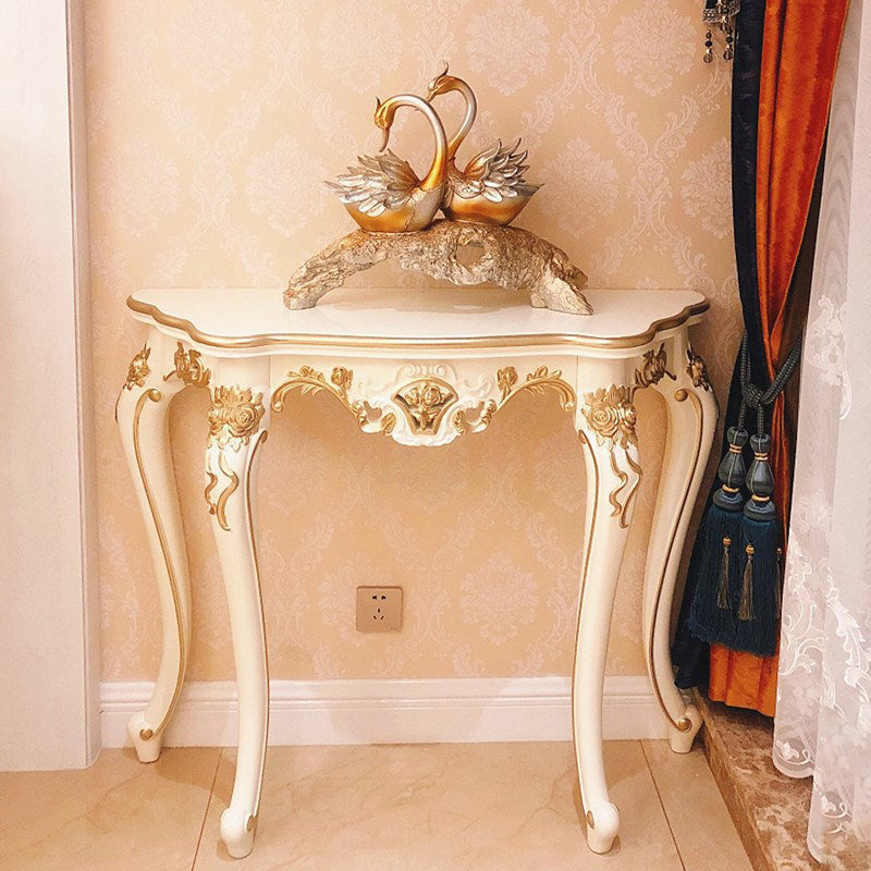 Victorian Hall 4 Legs Solid Wood Half Moon Console Accent Table