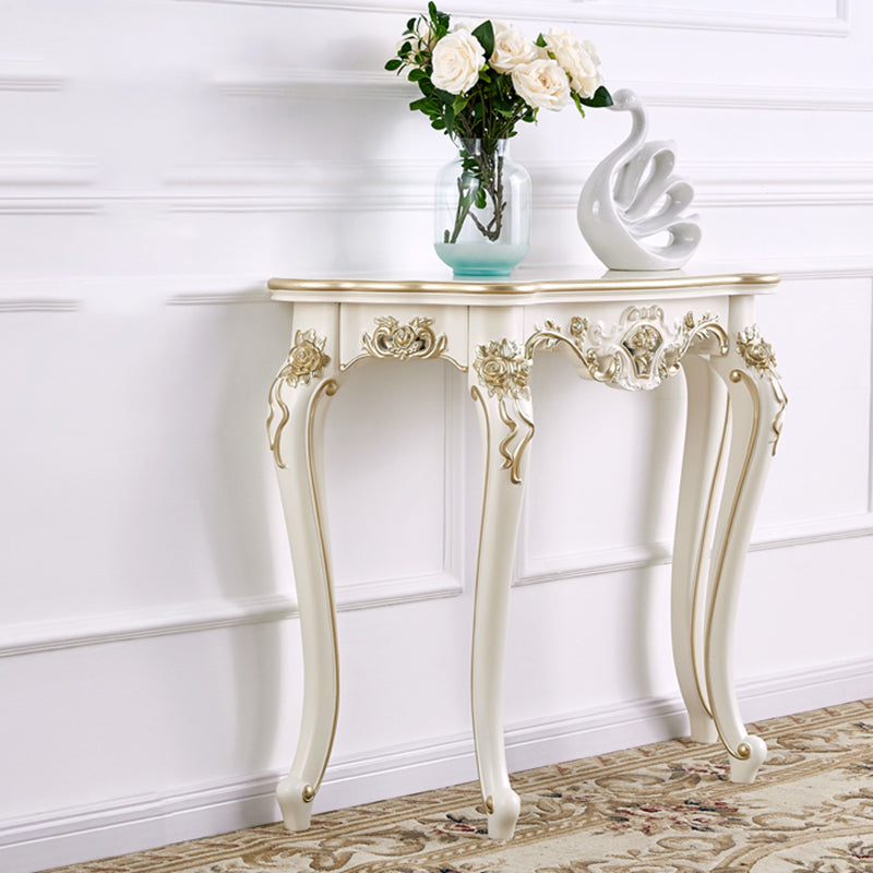 Victorian Hall 4 Legs Solid Wood Half Moon Console Accent Table