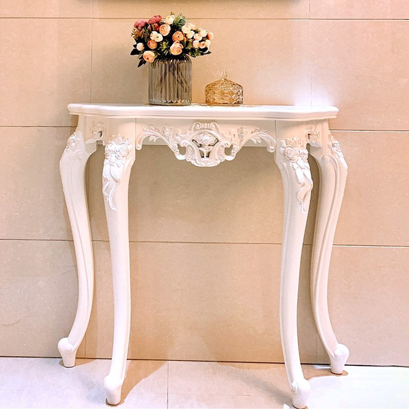 Victorian Hall 4 Legs Solid Wood Half Moon Console Accent Table