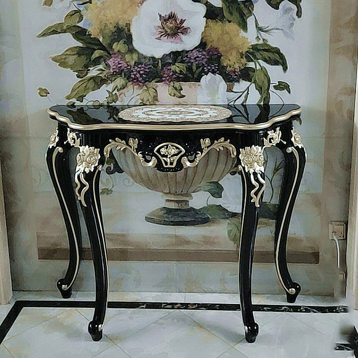 Victorian Hall 4 Legs Solid Wood Half Moon Console Accent Table