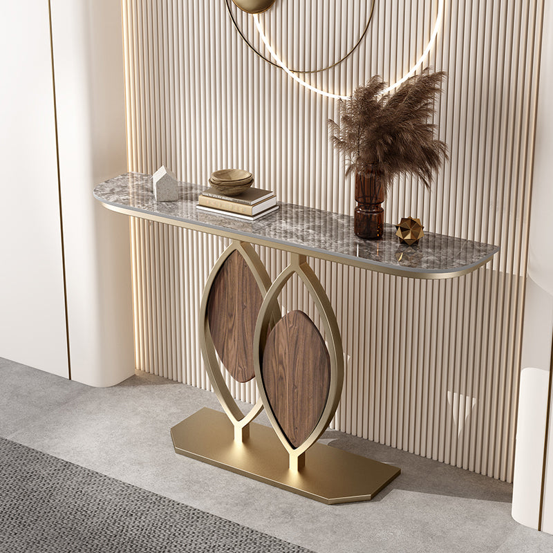 Stain Resistant Glam Marble/metal Rectangle Console Table in Brown/blue