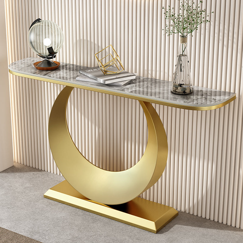 Scratch Resistant Glam Marble/metal Half Moon Abstract Console Table