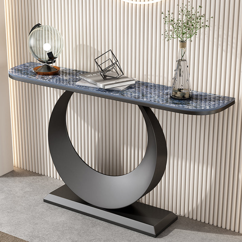 Scratch Resistant Glam Marble/metal Half Moon Abstract Console Table