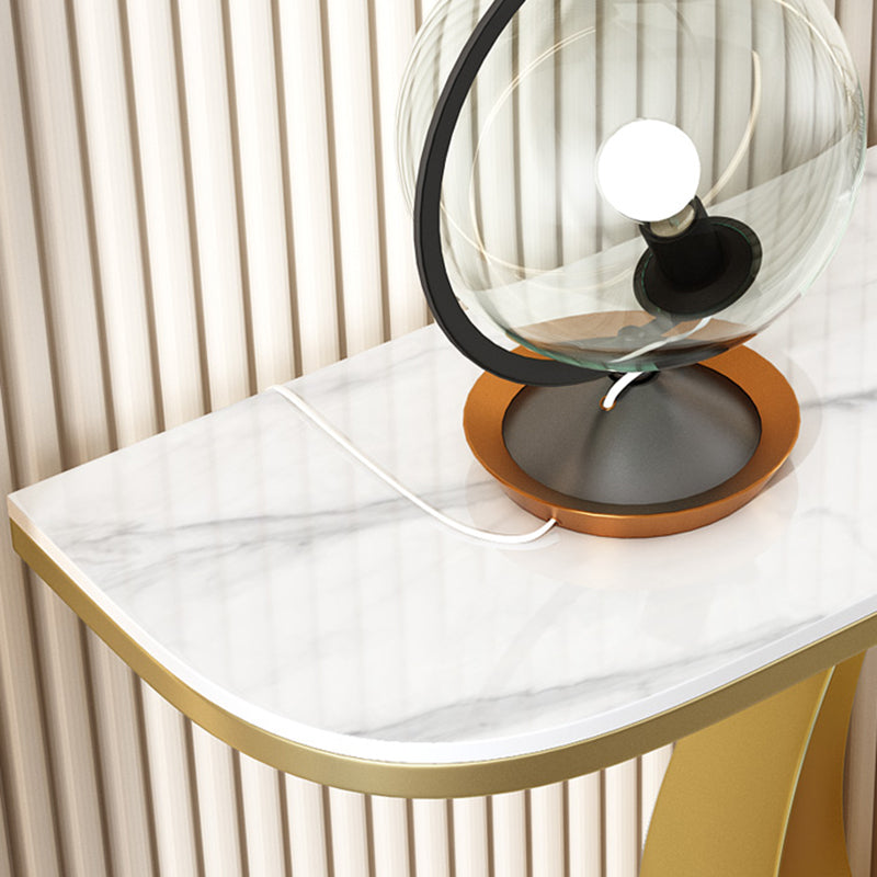 Scratch Resistant Glam Marble/metal Half Moon Abstract Console Table