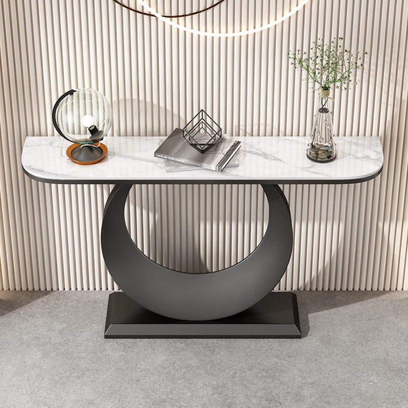Scratch Resistant Glam Marble/metal Half Moon Abstract Console Table