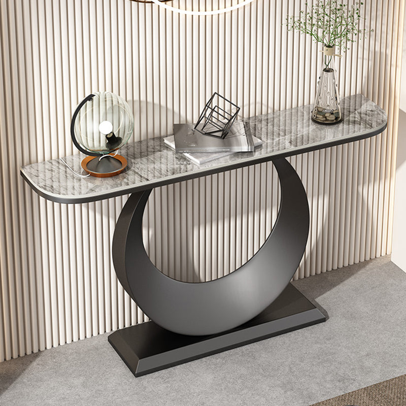 Scratch Resistant Glam Marble/metal Half Moon Abstract Console Table