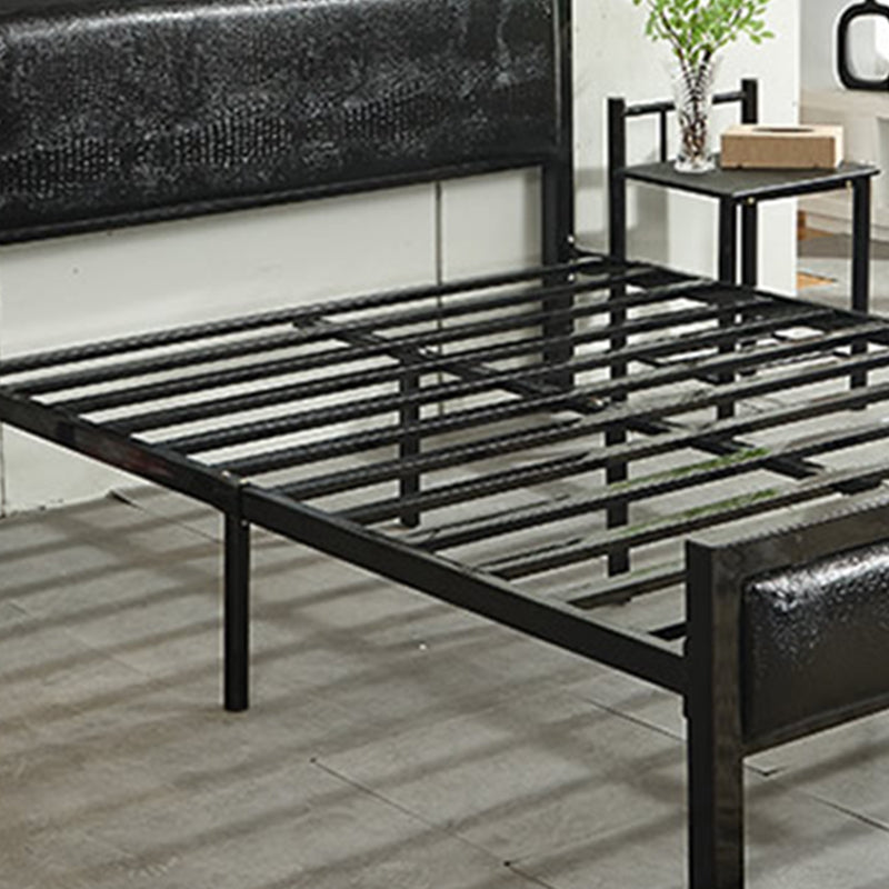 Contemporary Metal Standard Bed, Panel Rectangular Headboard Bed