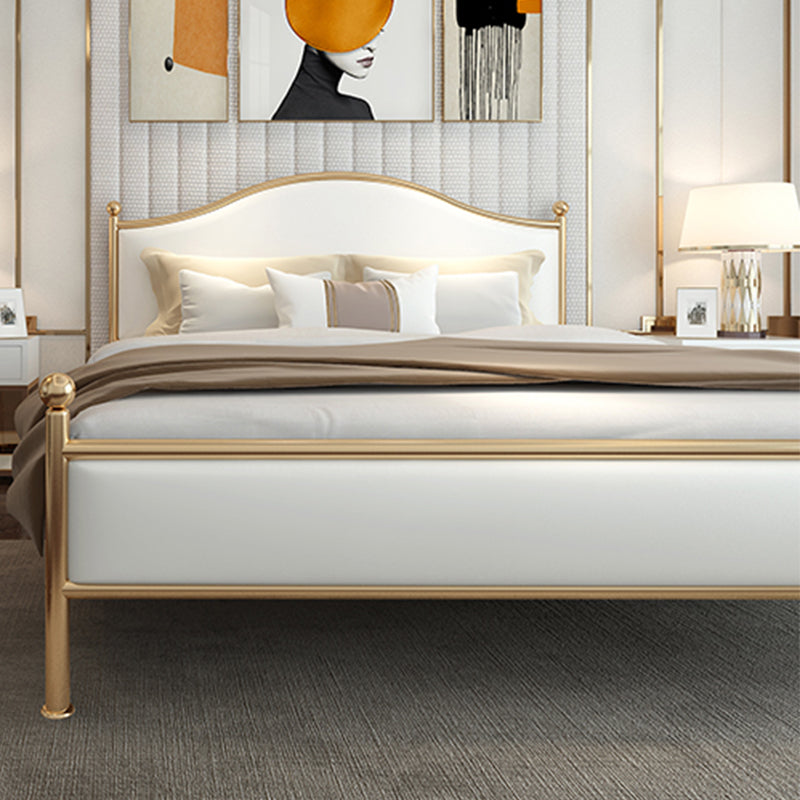 Contemporary Style Metal Standard Bed, Panel Arched Headboard Bed