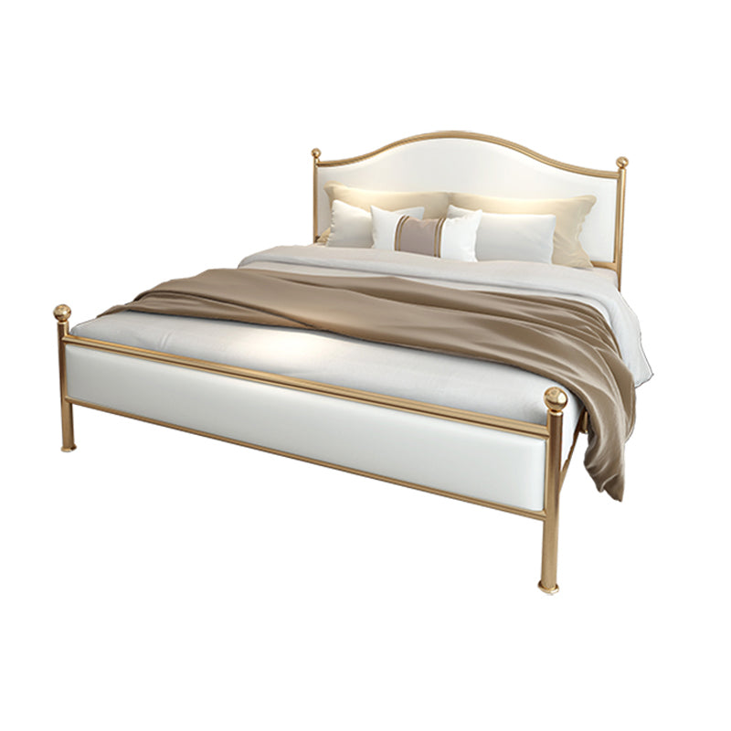 Contemporary Style Metal Standard Bed, Panel Arched Headboard Bed