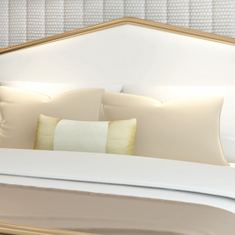 Contemporary Style Metal Standard Bed, Panel Arched Headboard Bed