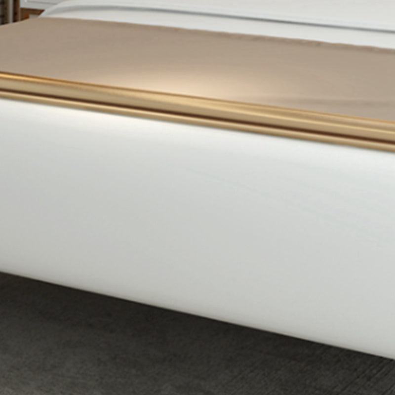 Contemporary Style Metal Standard Bed, Panel Arched Headboard Bed