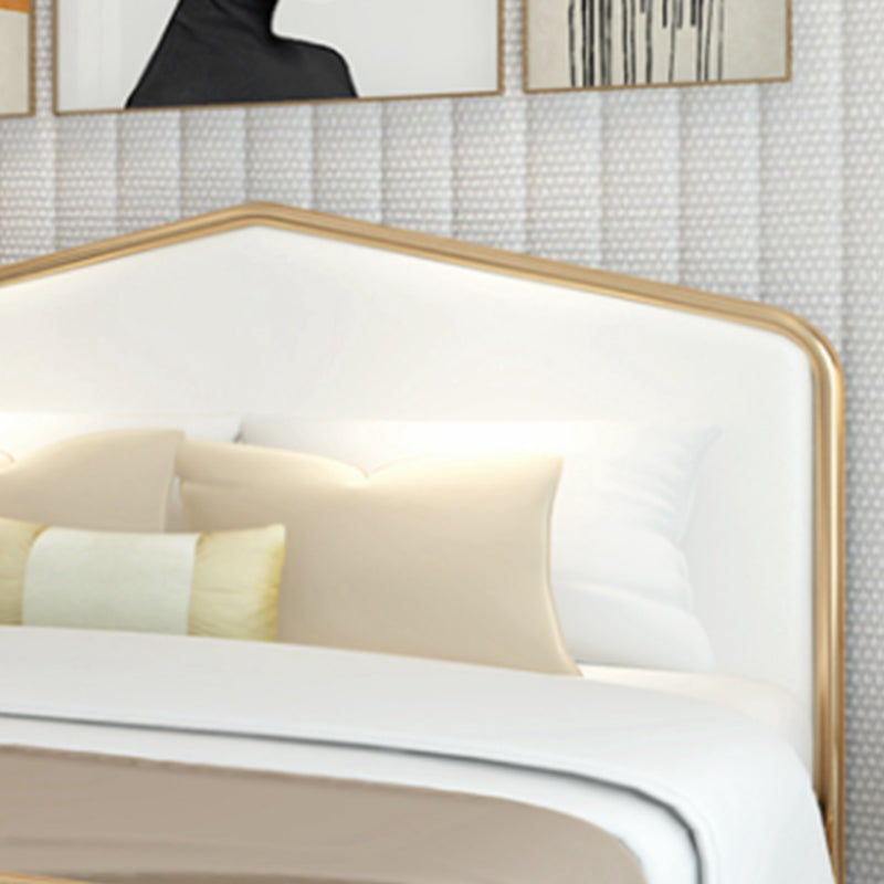 Contemporary Style Metal Standard Bed, Panel Arched Headboard Bed