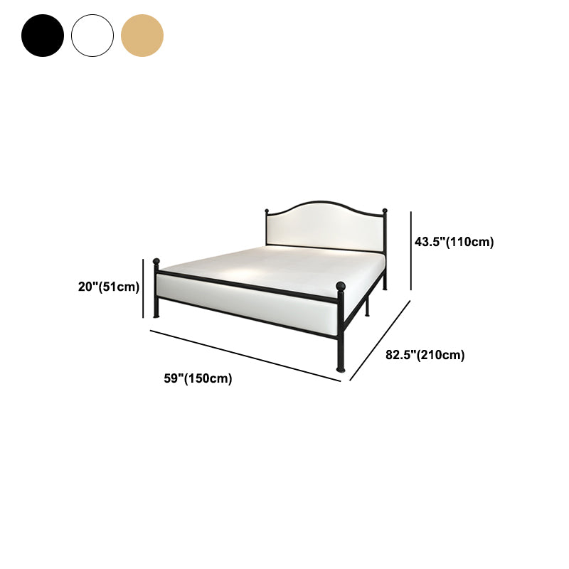 Contemporary Style Metal Standard Bed, Panel Arched Headboard Bed