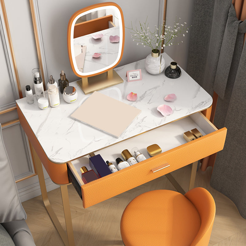 Luxurious Vanity Set 1 Storage Drawer with Mirror & Padded Stool