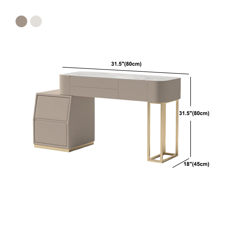 Luxurious 5 Storage Drawer Solid Wood Desk 31.5" Makeup Vanity Desk