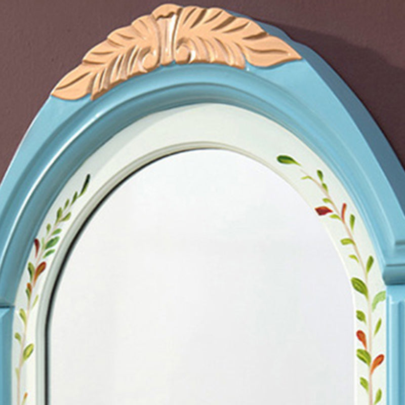 Victorian 2 Drawers MakeupTable Stool Set with Mirror for Bedroom