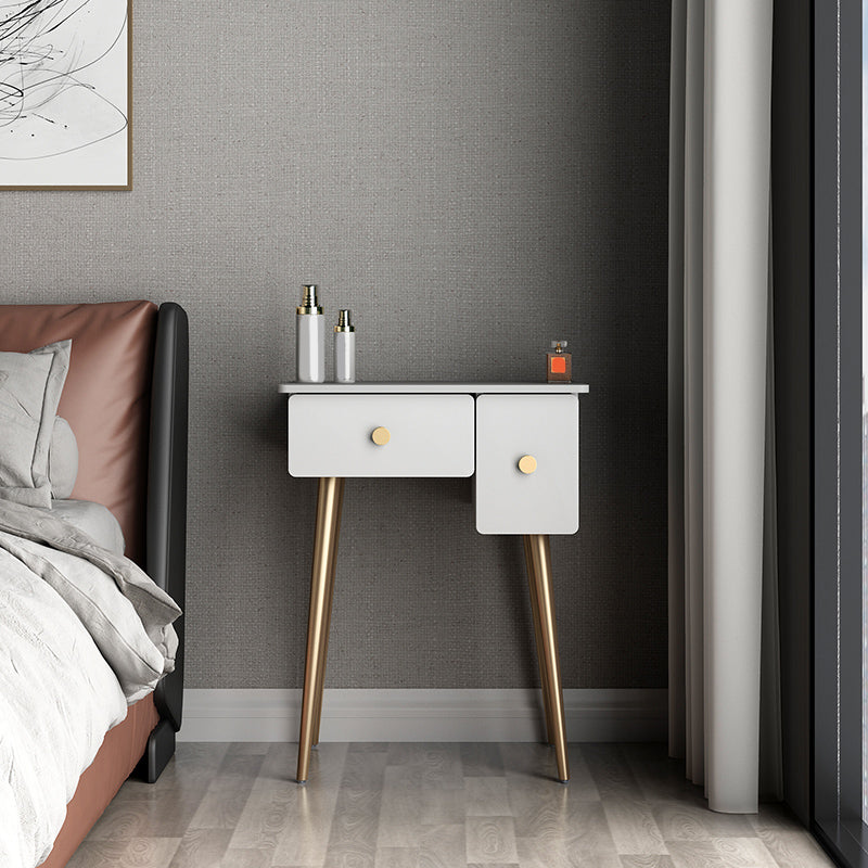 Glam Makeup Vanity Table with Drawers and Chari in White for Bedroom