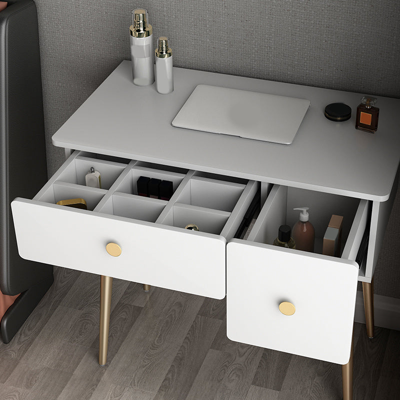 Glam Makeup Vanity Table with Drawers and Chari in White for Bedroom