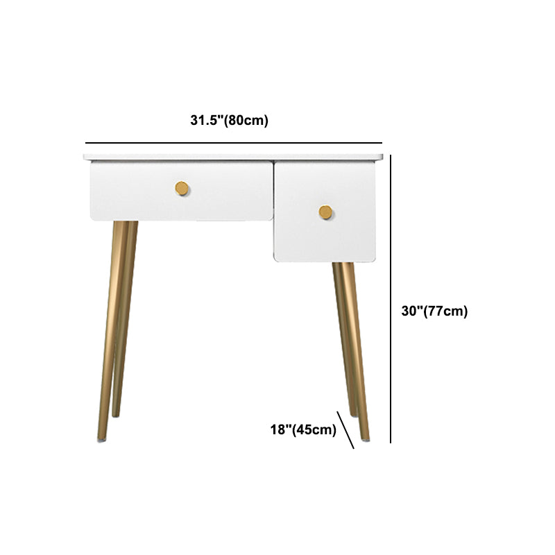 Glam Makeup Vanity Table with Drawers and Chari in White for Bedroom