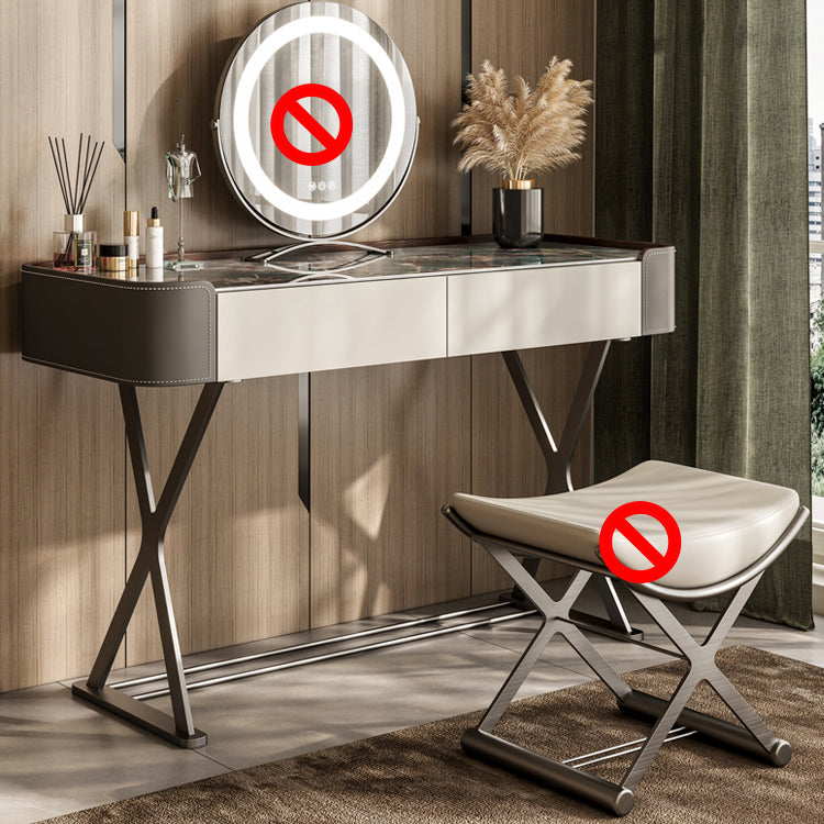 Dresser Makeup Counter With 2 Storage Drawers and Stool for Bedroom