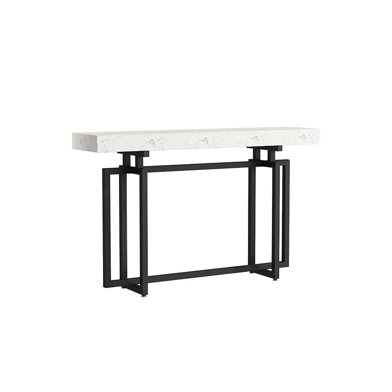 Glam Marble Rectangle Stain Resistant Console Table in Black/white