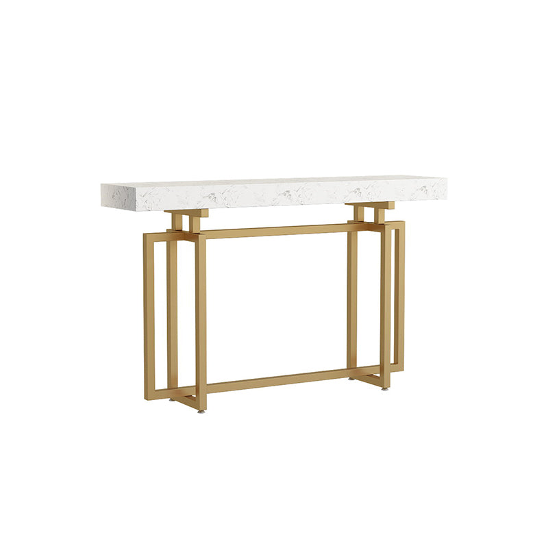 Glam Marble Rectangle Stain Resistant Console Table in Black/white