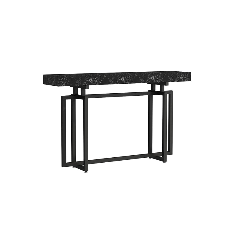 Glam Marble Rectangle Stain Resistant Console Table in Black/white