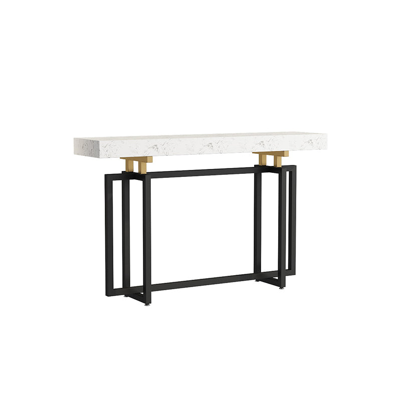 Glam Marble Rectangle Stain Resistant Console Table in Black/white