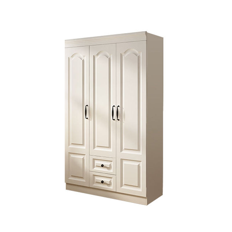 Contemporary White Wardrobe Cabinet Engineered Wood Storage Cabinet