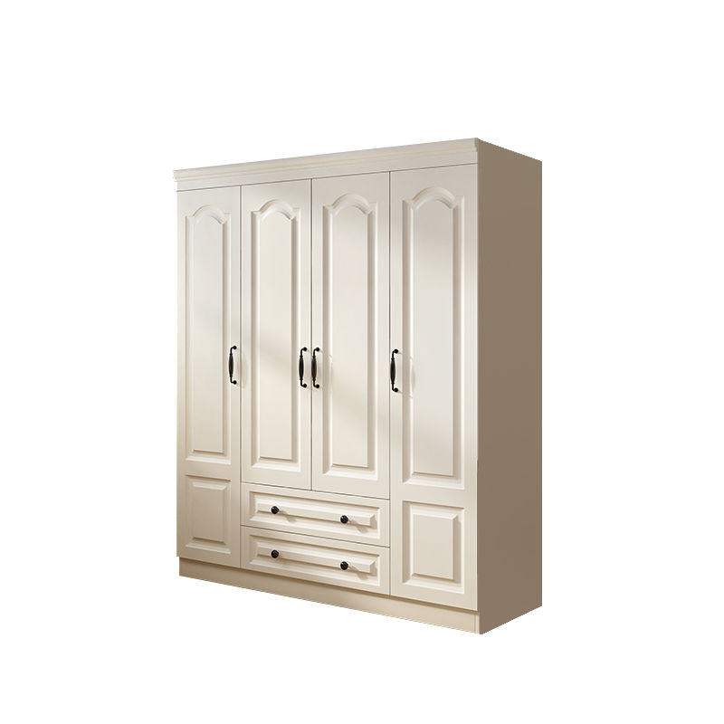 Contemporary White Wardrobe Cabinet Engineered Wood Storage Cabinet