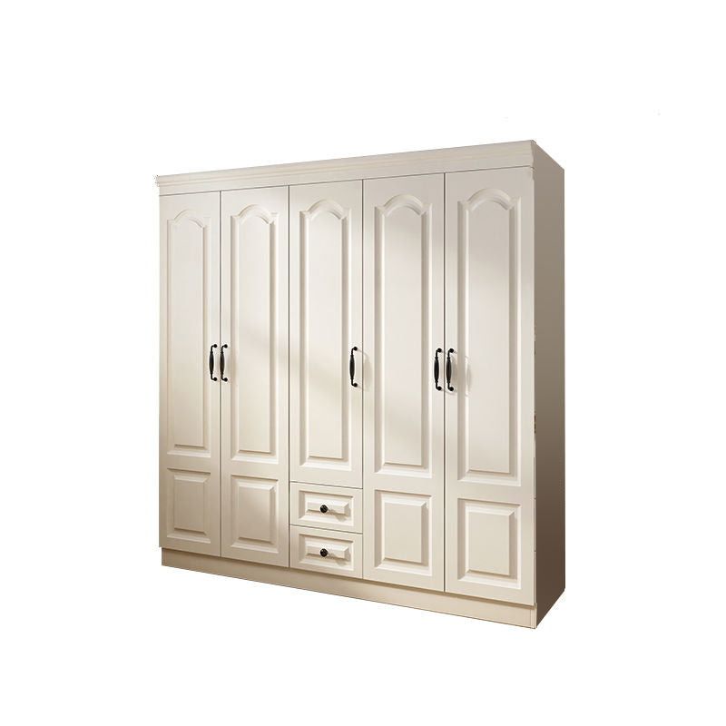 Contemporary White Wardrobe Cabinet Engineered Wood Storage Cabinet
