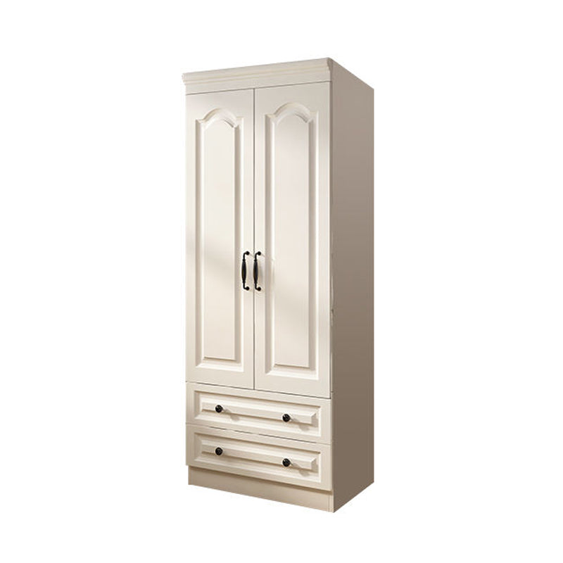 Contemporary White Wardrobe Cabinet Engineered Wood Storage Cabinet