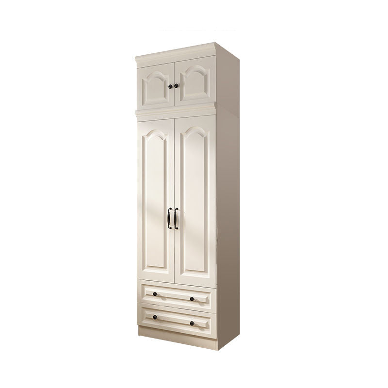 Contemporary White Wardrobe Cabinet Engineered Wood Storage Cabinet