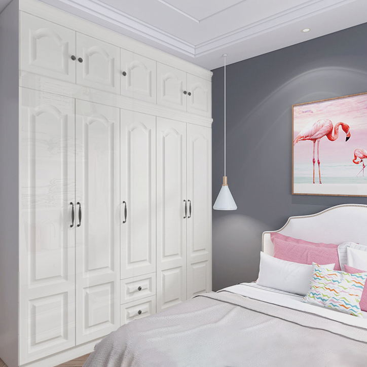 Contemporary White Wardrobe Cabinet Engineered Wood Storage Cabinet