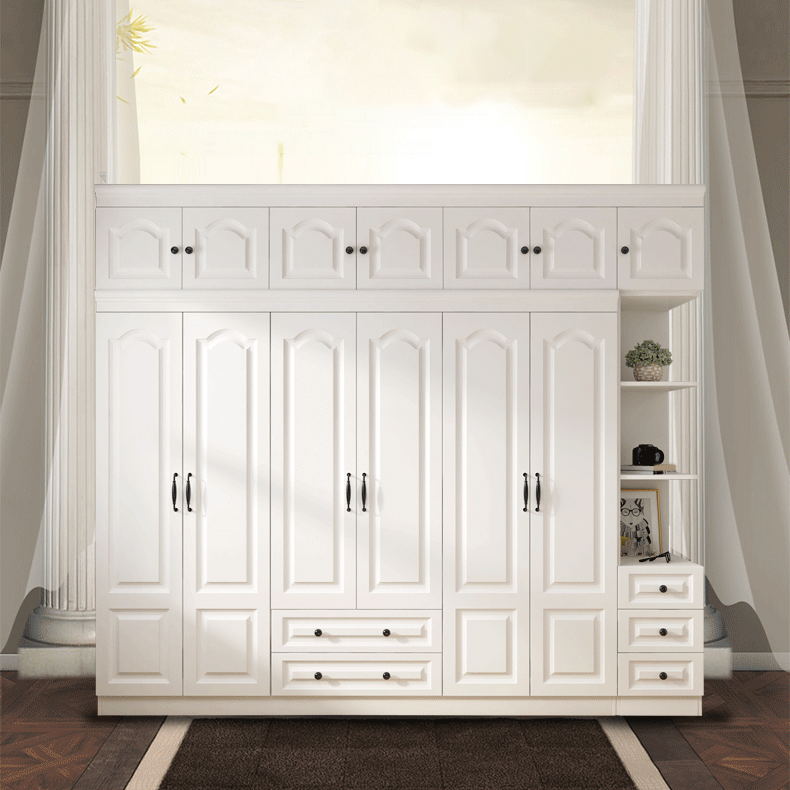 Contemporary White Wardrobe Cabinet Engineered Wood Storage Cabinet