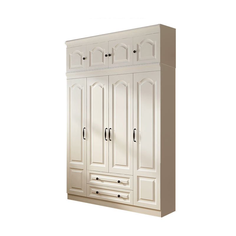 Contemporary White Wardrobe Cabinet Engineered Wood Storage Cabinet