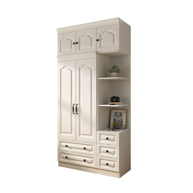 Contemporary White Wardrobe Cabinet Engineered Wood Storage Cabinet