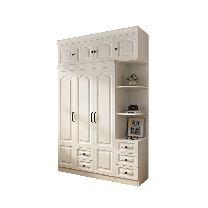 Contemporary White Wardrobe Cabinet Engineered Wood Storage Cabinet