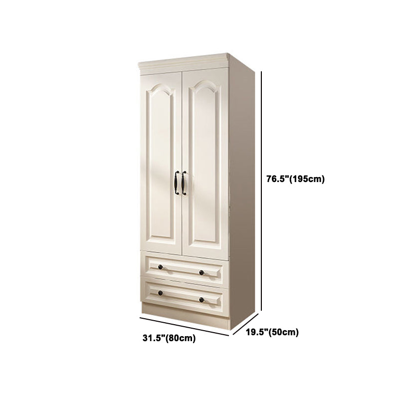 Contemporary White Wardrobe Cabinet Engineered Wood Storage Cabinet