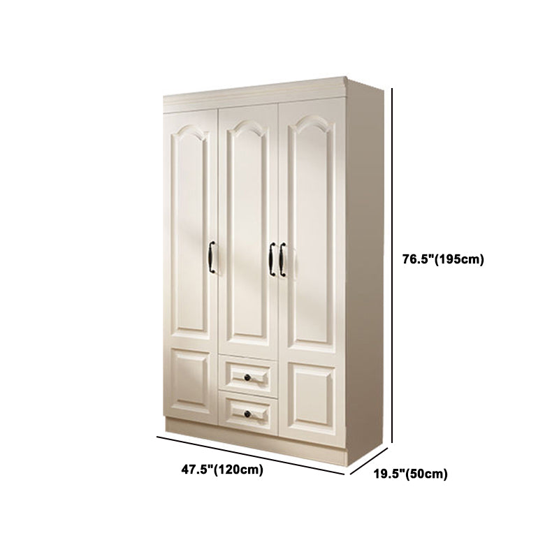 Contemporary White Wardrobe Cabinet Engineered Wood Storage Cabinet