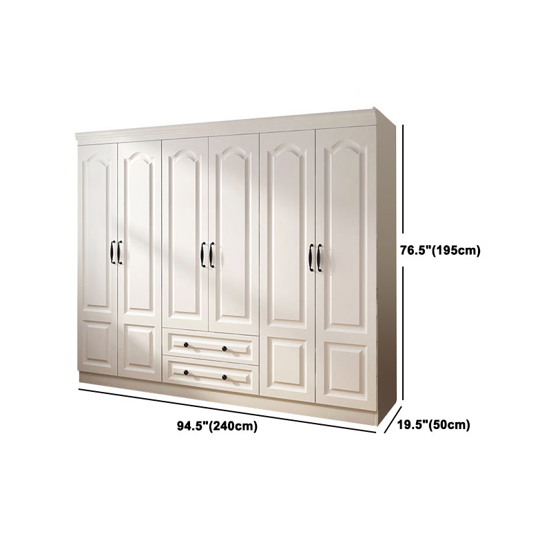 Contemporary White Wardrobe Cabinet Engineered Wood Storage Cabinet