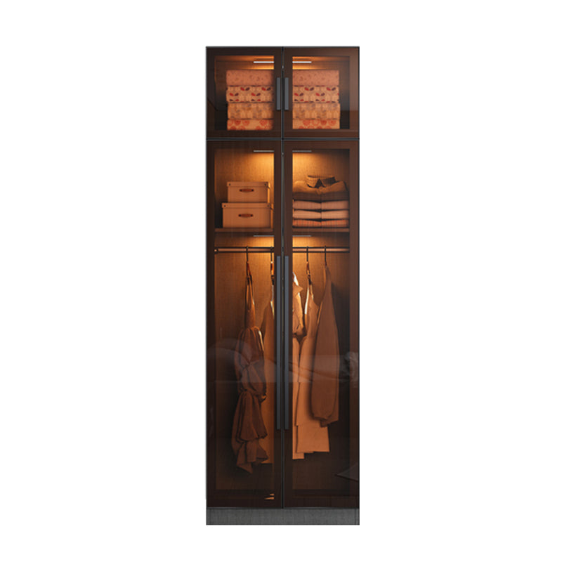 Glass and Wood Wardrobe Cabinet Contemporary Wardrobe Closet