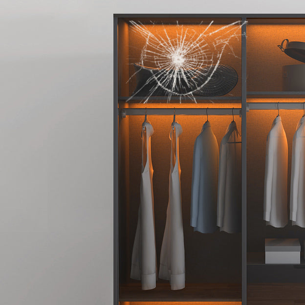 Glass and Wood Wardrobe Cabinet Contemporary Wardrobe Closet