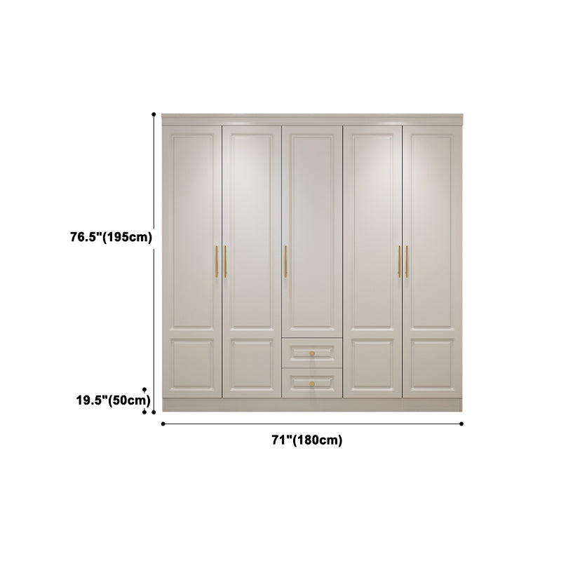Contemporary White Storage Cabinet Hinged Door Cabinet with Drawers